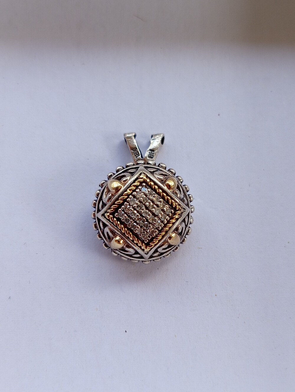 Effy Two-Tone Sterling Silver 18kt Gold Diamond Pendant